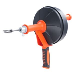 drain auger 25ft, plumbing snake with drill attachment, plumbers snake drain clog remover for kitchen bathroom shower sink with protective hose and gloves