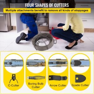 drain cleaning cable 100 feet x 1/2 inch solid core cable sewer cable drain auger cable cleaner snake clog pipe drain cleaning cable sewer drain auger snake pipe