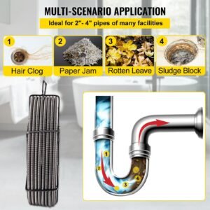 drain cleaning cable 50 feet x 1/2 inch solid core cable sewer cable drain auger cable cleaner snake clog pipe drain cleaning cable sewer drain auger snake pipe