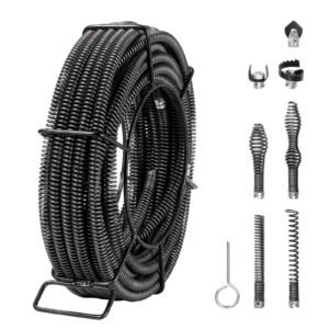 Drain Cleaning Cable 66 FT x 5/8 Inch, Professional Sectional Drain Cleaner Cable with 7 Cutters for 0.8" to 3.9" Pipes, Hollow Core Sewer Drain Auger Cable for Sink, Floor Drain, Toilet