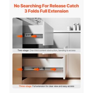 drawer slides, 24 inch, 10 pairs full extension ball bearing cabinet rails, 100 lb load capacity heavy duty side mount dresser drawer slides, drawer track runners for kitchen diy replacement