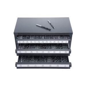 Drill Bit Dispenser Cabinet, Three-Drawer Drill Bit Organizer Cabinet for 1/16" to 1/2", Steel Drill Dispenser Organizer Cabinet with Labels, Stackable Drill Dispenser for Drill Bit Storage