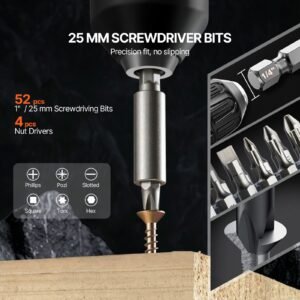 drill bit set, 100 pieces drill and driver bit set, screwdriver bit set suitable for wood metal cement drilling and screw driving, drill bit sets combo kit assorted in organized carrying case