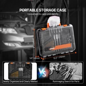 drill bit set, 100 pieces drill and driver bit set, screwdriver bit set suitable for wood metal cement drilling and screw driving, drill bit sets combo kit assorted in organized carrying case