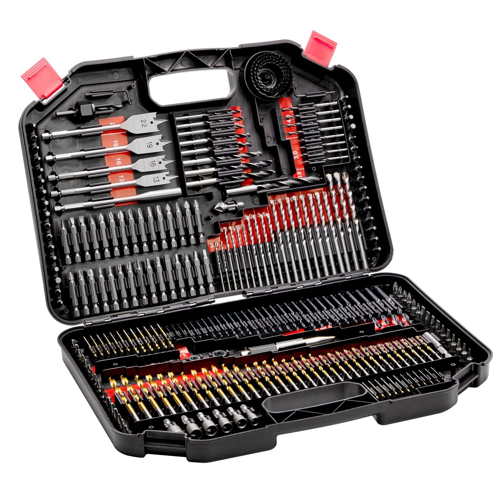 drill bit set, 246 pieces drill and driver bit set, screwdriver bit set suitable for wood metal cement drilling and screw driving, drill bit sets combo kit assorted in organized carrying case