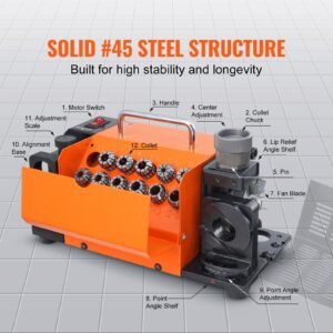 drill bits sharpener, 3 13mm drill bits grinder sharpener, lip relief angle & 95° 135° point angle adjustable drill bit re sharpener, portable sharpening machine with 11 collets, cbn & sdc wheel
