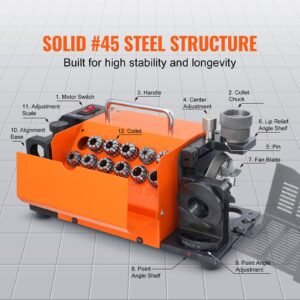 drill bits sharpener, mr 13a end mill grinder sharpener 3 13mm, 95° to 135° point angle adjustable drill bit re sharpener, portable bits sharpening machine with 11 collets, cbn wheel for hss