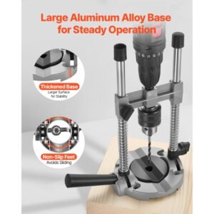 drill guide, multi angle press portable precision drilling guide jig attachment, with large handle and mounting holes, aluminum alloy, for drilling angled or straight holes, for wood working