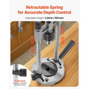 drill guide, multi angle press portable precision drilling guide jig attachment, with large handle and mounting holes, aluminum alloy, for drilling angled or straight holes, for wood working