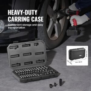 drive impact socket set 1/4" 14 piece deep socket set metric 4 15mm 6 point cr mo alloy steel for auto repair easy to read size markings rugged construction socket organizer
