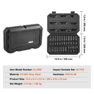 drive impact socket set 1/4" 14 piece deep socket set metric 4 15mm 6 point cr mo alloy steel for auto repair easy to read size markings rugged construction socket organizer
