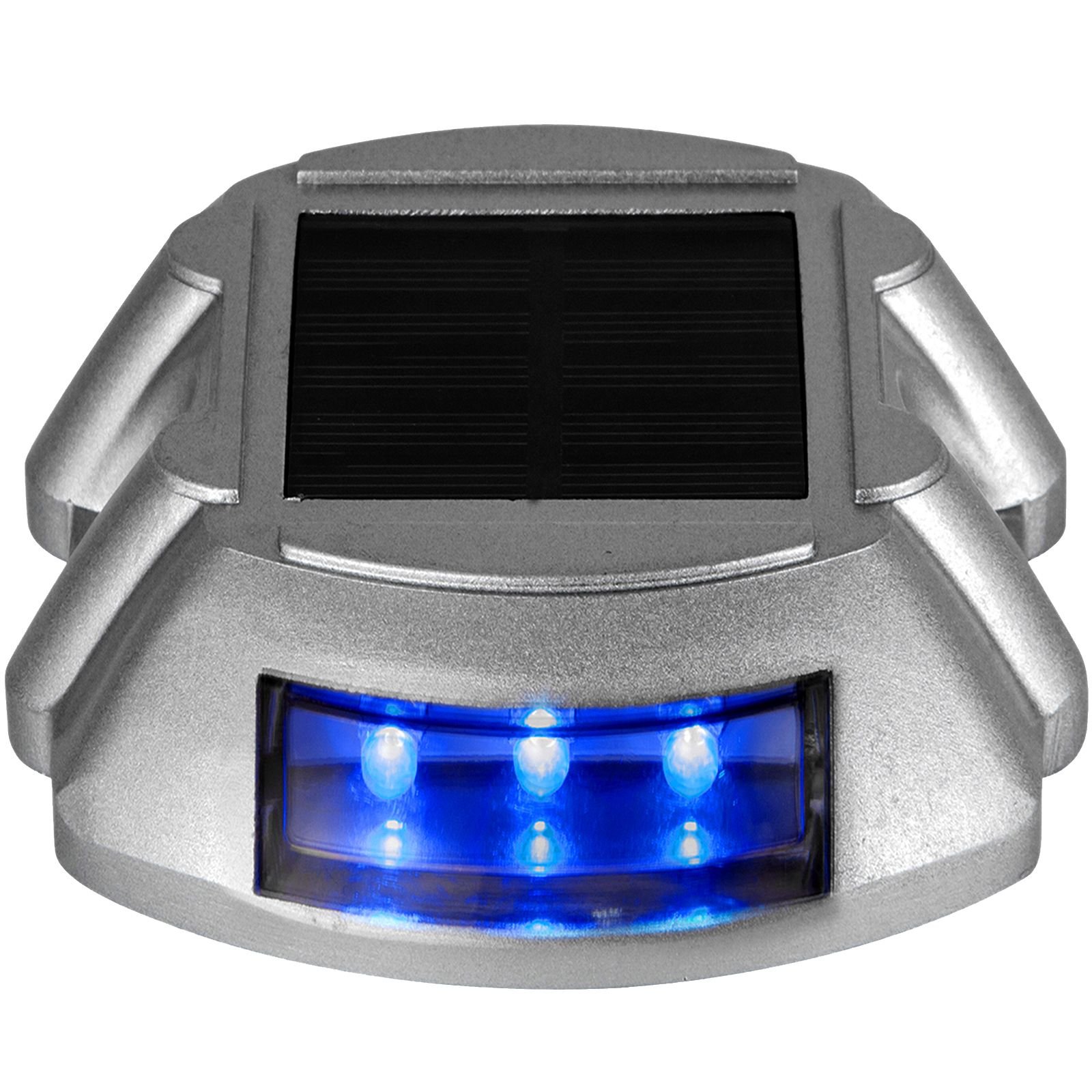 driveway lights 16 pack, solar driveway lights with switch button, solar deck lights waterproof, wireless dock lights 6 leds for path warning garden walkway sidewalk steps, led bright blue