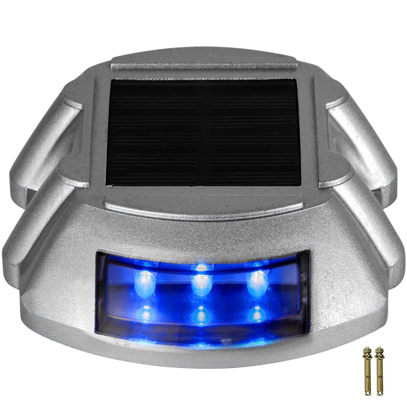 driveway lights 24 pack, solar driveway lights with switch button, solar deck lights waterproof, wireless dock lights 6 leds for path warning garden walkway sidewalk steps, led bright blue