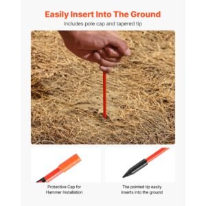 driveway markers, 500pcs 48 in long 1/4 in dia, hi visibility driveway reflectors with 12 in steel drill bits, reflective snow sticks fiberglass pole for parking lots, walkways, snow plowing