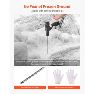 driveway markers, 500pcs 48 in long 1/4 in dia, hi visibility driveway reflectors with 12 in steel drill bits, reflective snow sticks fiberglass pole for parking lots, walkways, snow plowing