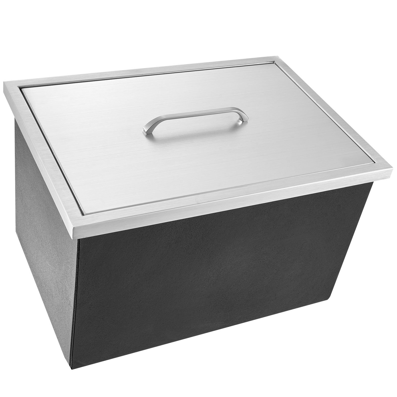 drop in ice chest, 20"l x 14"w x 12"h stainless steel ice cooler, commercial ice bin with cover, 40 qt outdoor kitchen ice bar, drain pipe and drain plug included, for cold wine beer
