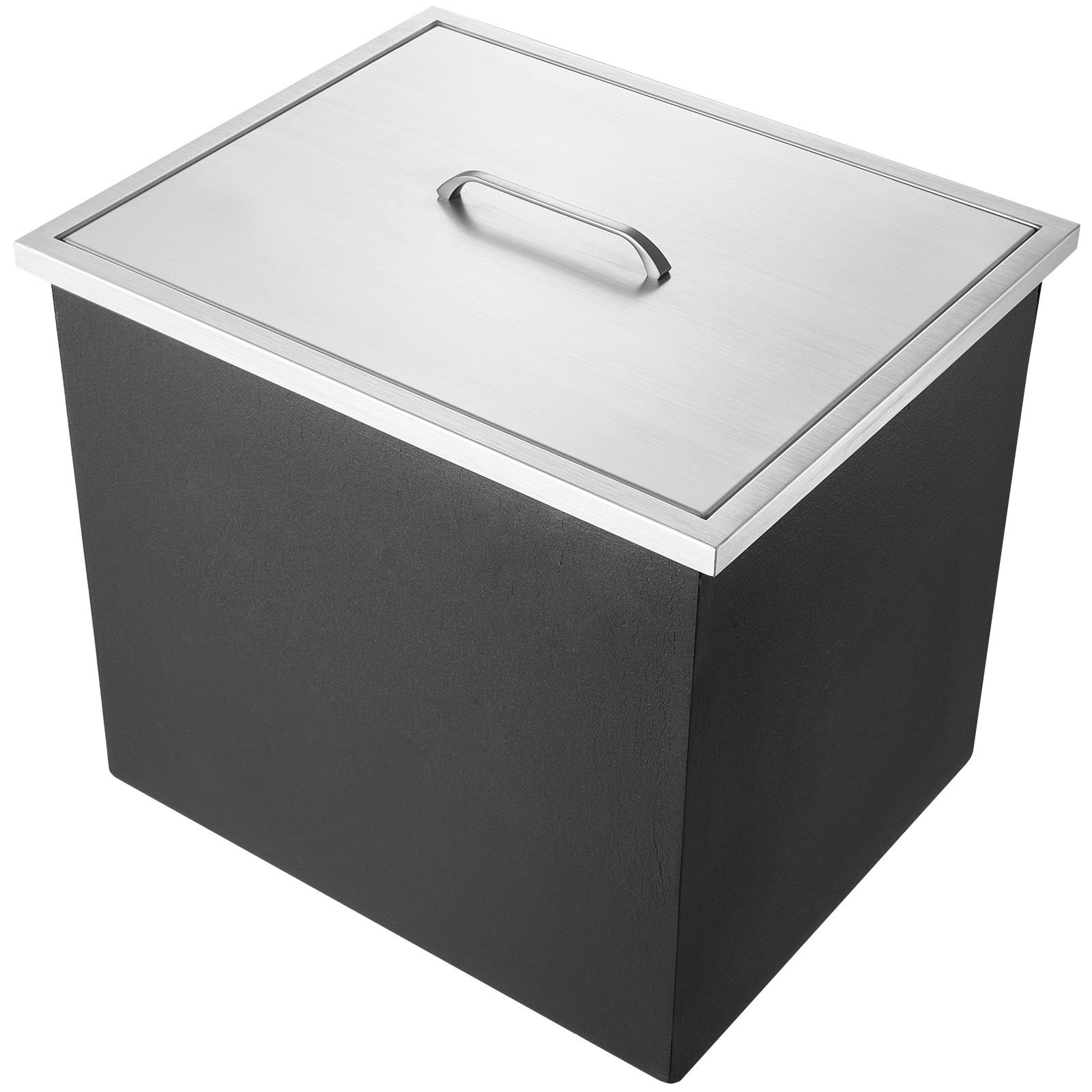 drop in ice chest, 21"l x 17"w x 18"h stainless steel ice cooler, commercial ice bin with cover, 40 qt outdoor kitchen ice bar, drain pipe and drain plug included, for cold wine beer