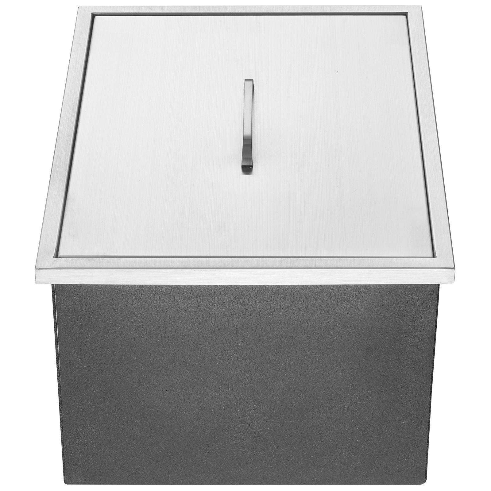 drop in ice chest, 22"l x 17"w x 12"h stainless steel ice cooler, commercial ice bin with cover, 40 qt outdoor kitchen ice bar, drain pipe and drain plug included, for cold wine beer