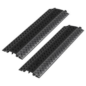 Drop Over Cable Cover, 17,500 lbs/Axle Load Capacity, Heavy Duty Cable Hose Protector Ramp, Floor Cord Cover, for High Walking Traffic Areas, Indoor, Outdoor, Home, Office, Warehouse, 2 Pack