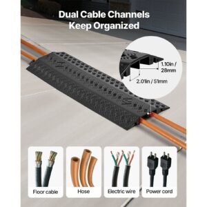 drop over cable cover, 17,500 lbs/axle load capacity, heavy duty cable hose protector ramp, floor cord cover, for high walking traffic areas, indoor, outdoor, home, office, warehouse, 3 pack