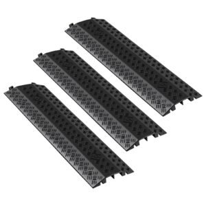 Drop Over Cable Cover, 17,500 lbs/Axle Load Capacity, Heavy Duty Cable Hose Protector Ramp, Floor Cord Cover, for High Walking Traffic Areas, Indoor, Outdoor, Home, Office, Warehouse, 3 Pack