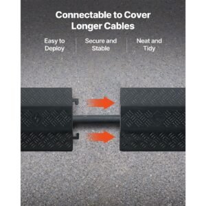 drop over cable cover, 17,500 lbs/axle load capacity, heavy duty cable hose protector ramp, floor cord cover, for high walking traffic areas, indoor, outdoor, home, office, warehouse, 3 pack