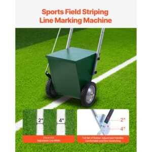 dry line marker, 2 wheel, 2 or 4 in lines, field dry line chalker, adjustable line marker, with rubber adjustment handle, 25 lbs large powder capacity, for baseball and softball infield, green