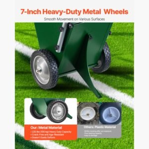 dry line marker, 2 wheel, 2 or 4 in lines, field dry line chalker, adjustable line marker, with rubber adjustment handle, 25 lbs large powder capacity, for baseball and softball infield, green