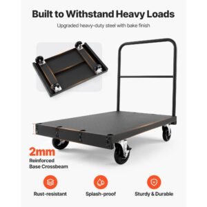drywall cart dolly, 1800 lbs load capacity, 2 in 1 steel panel truck cart with 5 inch swivel casters, 36 x 24 inch platform truck with 3 side handrails for factory, warehouse, garage, black