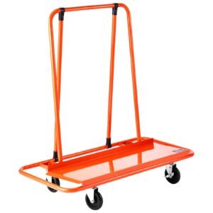 Drywall Cart Dolly, 1800 lbs Load Capacity, Steel Panel Dolly with 4 Swivel Casters, Durable & Long-lasting, Panel Truck Cart with Tie-Down Strap for Plywood, Plasterboard, Glass, Orange