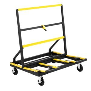 drywall cart dolly, 1800 lbs load capacity, steel panel dolly with 4 swivel casters & expandable deck, foldable panel truck cart with tie down strap for handling plywood, plasterboard, glass