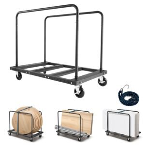 Drywall Cart Dolly, 1800 lbs Load Capacity, Steel Panel Truck Cart with 5 inch Swivel Casters, Lumber Drywall Dolly with Tie-Down Strap & 2 Side Handrails for Factory, Warehouse, Garage, Black