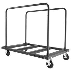drywall cart dolly, 1800 lbs load capacity, steel panel truck cart with 5 inch swivel casters, lumber drywall dolly with tie down strap & 2 side handrails for factory, warehouse, garage, black