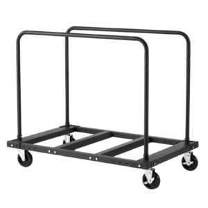 drywall cart dolly, 1800 lbs load capacity, steel panel truck cart with 5 inch swivel casters, lumber drywall dolly with tie down strap & 2 side handrails for factory, warehouse, garage, black