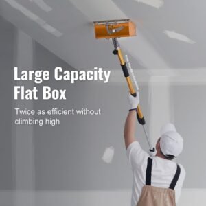 drywall flat box, 10 inch wide quick clean, aluminum finishing mud box for plasterboard, wallboard, sheetrock, bonus mudguard, extra 2 stainless steel blades (10/12 inch)
