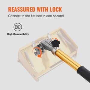 drywall flat box handle, 40'' 64'', anodized aluminum flat finishing extension handle, 5 section length adjustable, non slip grip and 360° painting for plasterboard, wallboard, sheetrock