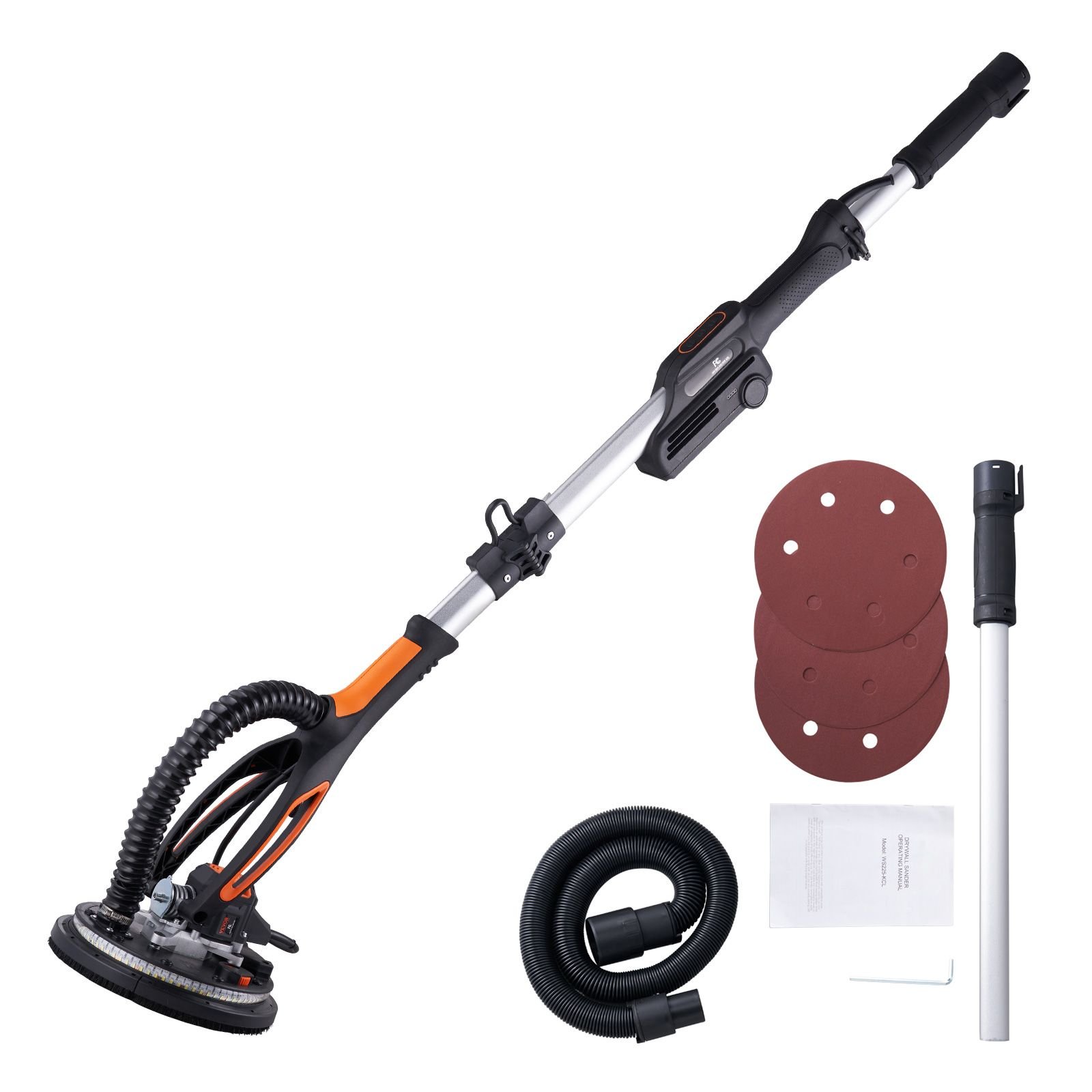 drywall sander, 800w brushless motor electric sander, variable speed 1000 2300 rpm wall sander, foldable ceiling sander with double deck led lights, extendable handle, 12 sanding discs