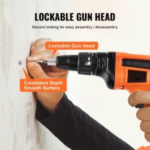drywall screw gun, 20v max drywall screwgun, 4200rpm brushless cordless drywall gun kit with 2 battery packs, charger, belt clip, and tool bag, forward and reverse adjustable, built in led light