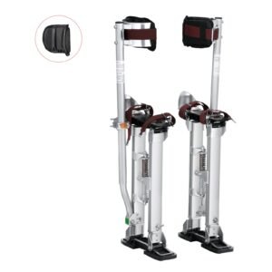 Drywall Stilts, 18''-30'' Adjustable Aluminum Tool Stilts with Protective Knee Pads, Durable and Non-slip Work Stilts for Sheetrock Painting, Walking, Taping, Silver