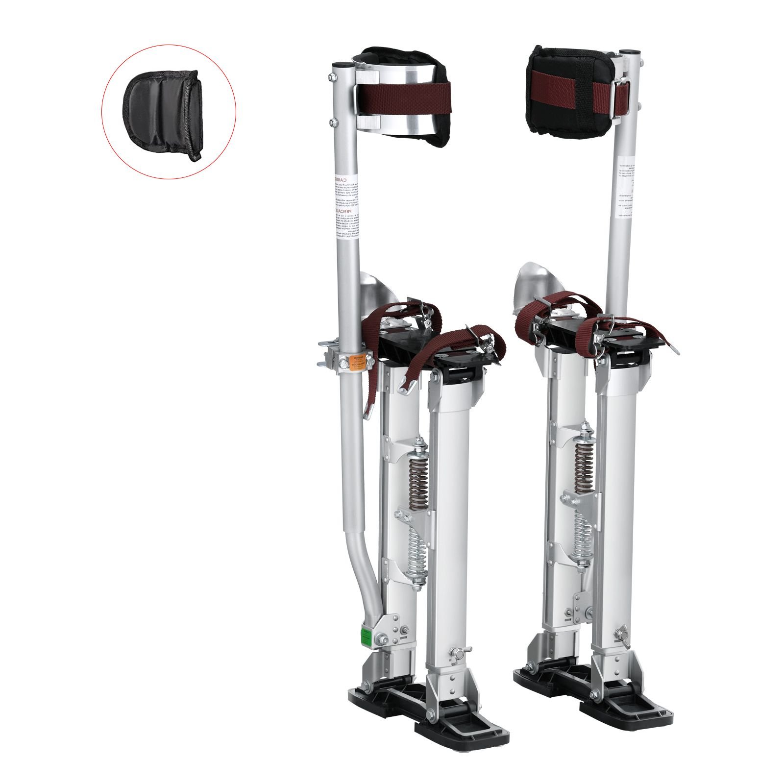 drywall stilts, 18'' 30'' adjustable aluminum tool stilts with protective knee pads, durable and non slip work stilts for sheetrock painting, walking, taping, silver