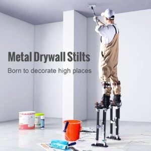 drywall stilts, 24'' 40'' adjustable aluminum tool stilts with protective knee pads, durable and non slip work stilts for sheetrock painting, walking, taping, black