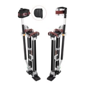 Drywall Stilts, 24''-40'' Adjustable Aluminum Tool Stilts with Protective Knee Pads, Durable and Non-slip Work Stilts for Sheetrock Painting, Walking, Taping, Black