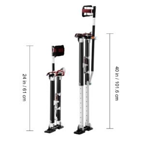drywall stilts, 24'' 40'' adjustable aluminum tool stilts with protective knee pads, durable and non slip work stilts for sheetrock painting, walking, taping, black