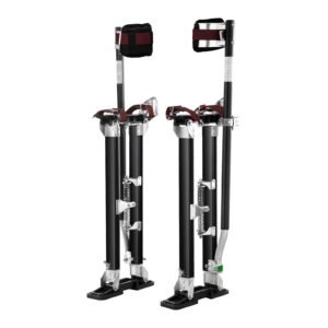 drywall stilts, 24'' 40'' adjustable aluminum tool stilts with protective knee pads, durable and non slip work stilts for sheetrock painting, walking, taping, black