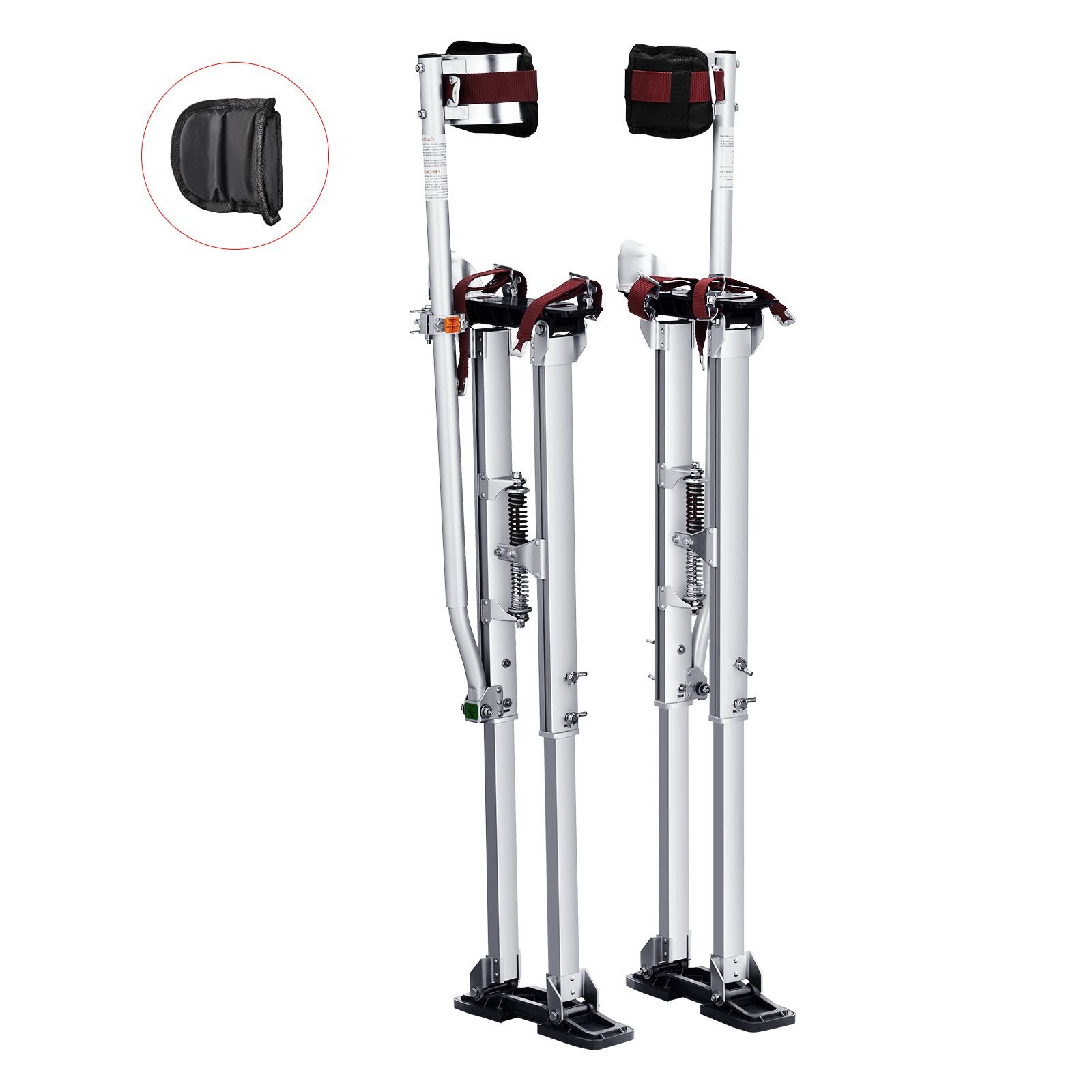 drywall stilts, 36'' 50'' adjustable aluminum tool stilts with protective knee pads, durable and non slip work stilts for sheetrock painting, walking, taping, silver