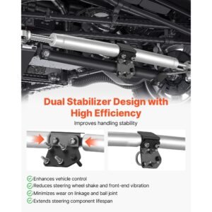 dual steering stabilizer, for 2003 2012 dodge ram 2500/3500 4wd, dual steering stabilizer kit fits with 2 inches of suspension lift or higher, enhanced control & reduced vibration, easy install