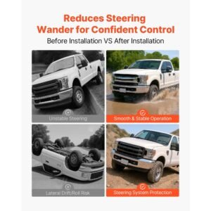 dual steering stabilizer, for 2005 2024 ford f 250/f 350 super duty 4wd, dual steering stabilizer kit fits with 2 inches of suspension lift or higher, enhanced control and reduced vibration