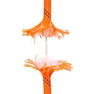 dual weave polyester cord, 3/8 inch by 120 feet, 48 strand, 4000 pound tensile strength, multi use rope for arborist activities, and outdoor adventures, orange/black