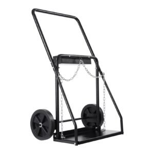 Dual Welding Cylinder Cart, Oxygen Acetylene Tank Cart with 440LBS Static Weight Capacity, 10-Inch Solid Wheels and Tank Storage Safety Chains, Suitable for Double 12.5-Inch Dia. Gas Cylinders