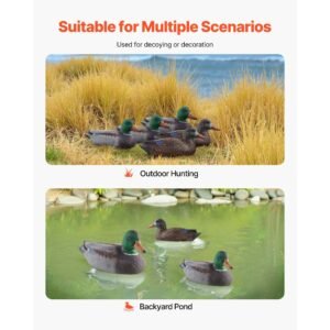 duck decoys, realistic floating duck decoys, weight forward swim, plastic duck hunting decoy outdoor for hunting, for pool, pond, and lake, garden yard decoration, easy to carry and use, 6 pack